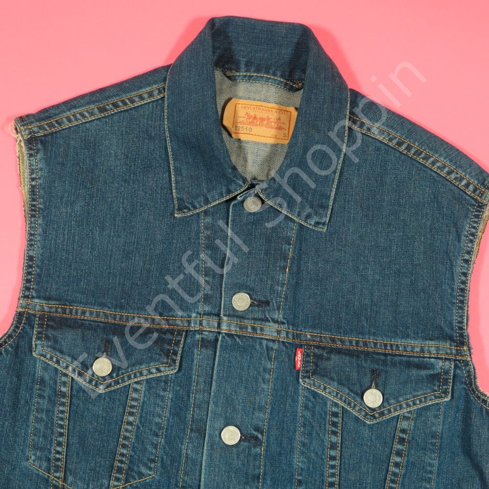 Levis Vest Mens Small Blue Type 3 Vintage Trucker Jacket Denim 1990s Cutoff